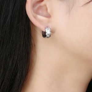 Silver Rhinestone Embedded Earring